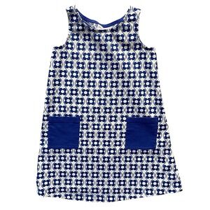 Hanna Andersson Sleeveless Dress Size 120 Blue Floral Pockets Tie Back